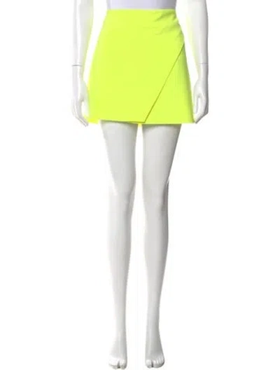 Pre-owned Alice And Olivia Pleated Accents Mini Skirt In Yellow