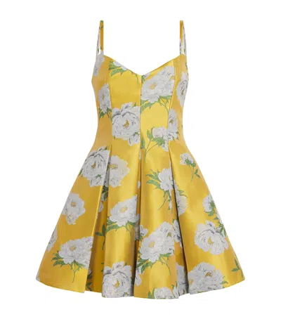 Alice And Olivia Pleated Isabelle Mini Dress In Yellow