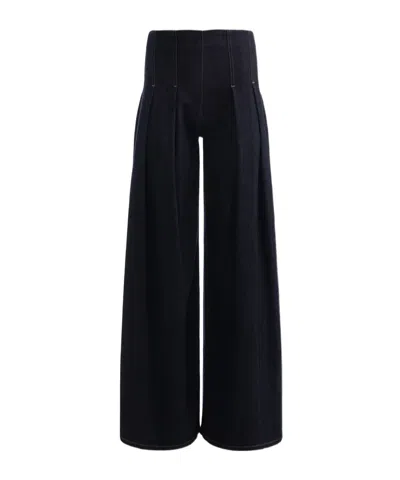 Alice And Olivia Pleated Jeans In Black