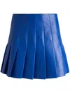 Alice And Olivia Carter Pleated Vegan Leather Mini Skirt In Royal