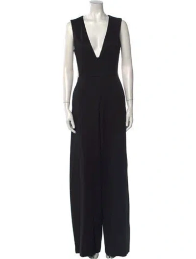 Pre-owned Alice And Olivia Plunge Neckline Jumpsuit In Black