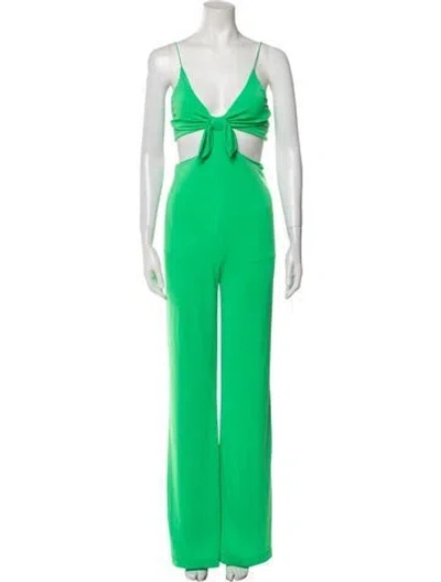 Pre-owned Alice And Olivia Plunge Neckline Jumpsuit In Green