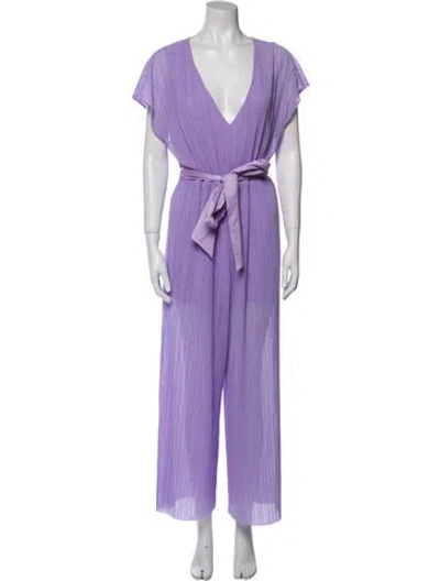 Pre-owned Alice And Olivia Plunge Neckline Jumpsuit In Purple