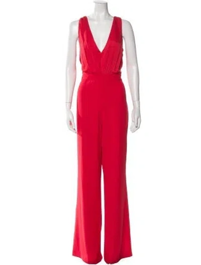 Pre-owned Alice And Olivia Plunge Neckline Jumpsuit W/ Tags In Red