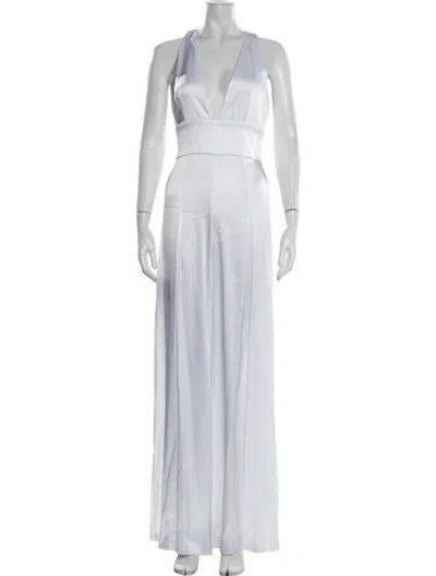 Pre-owned Alice And Olivia Plunge Neckline Jumpsuit W/ Tags In White