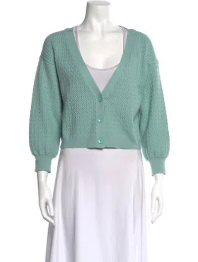 Pre-owned Alice And Olivia Plunge Neckline Sweater In Green