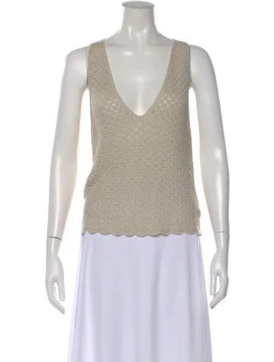Pre-owned Alice And Olivia Plunge Neckline Sweater In Neutral