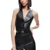 Alice And Olivia Plus Donna Womens V Neck Sleeveless Casual Vest In Black
