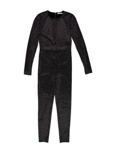 Pre-owned Alice And Olivia Polka Dot Print Crew Neck Jumpsuit In Black