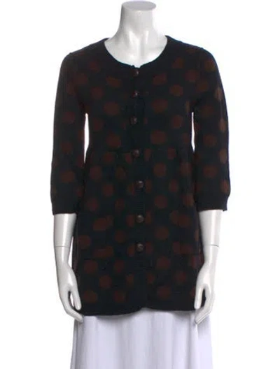 Pre-owned Alice And Olivia Polka Dot Print Crew Neck Sweater In Black
