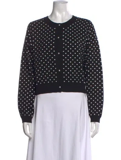 Pre-owned Alice And Olivia Polka Dot Print Crew Neck Sweater In Black