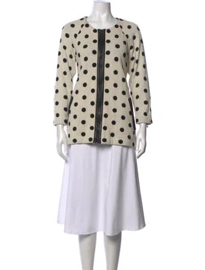 Pre-owned Alice And Olivia Polka Dot Print Crew Neck Sweater In Neutrals