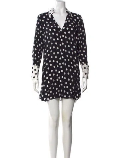 Pre-owned Alice And Olivia Polka Dot Print Mini Dress In Black
