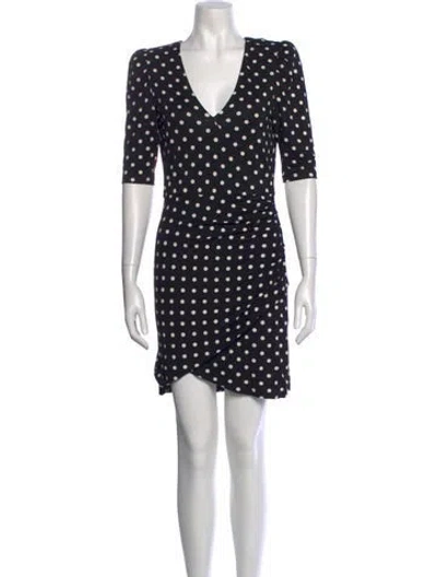 Pre-owned Alice And Olivia Polka Dot Print Mini Dress In Black