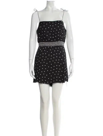 Pre-owned Alice And Olivia Polka Dot Print Square Neckline Jumpsuit In Black
