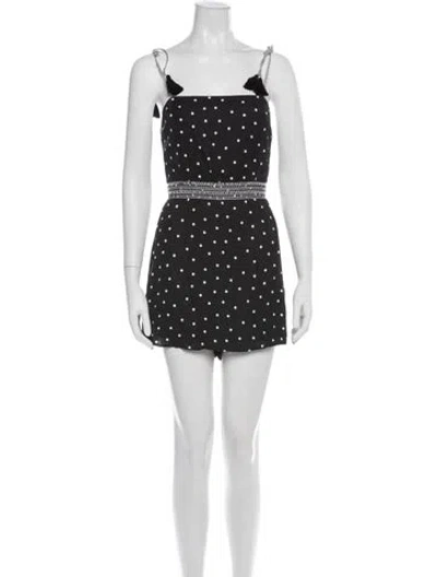 Pre-owned Alice And Olivia Polka Dot Print Square Neckline Romper In Black