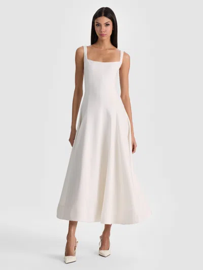 Alice And Olivia Polly Flared Midi Dress In White