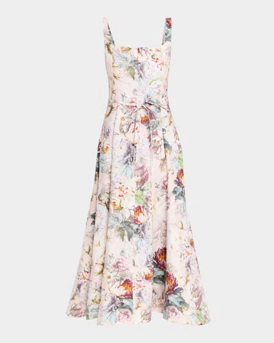Alice And Olivia Polly Seamed Flared Midi Dress In Multi