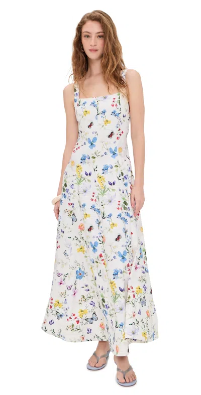 Alice And Olivia Polly Seamed Maxi Dress Twisting Vines Off White