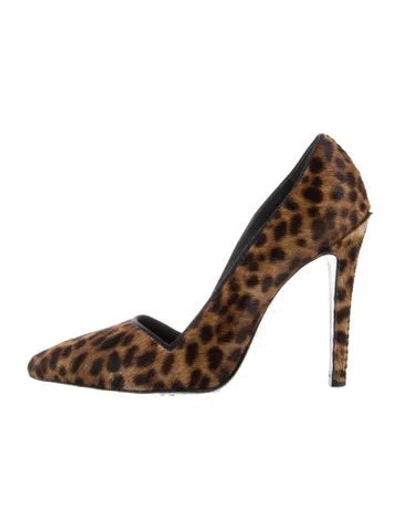 Pre-owned Alice And Olivia Ponyhair Animal Print Pumps In Brown