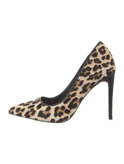 Pre-owned Alice And Olivia Ponyhair Animal Print Pumps In Brown/neutrals