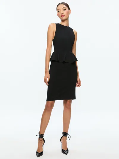 Alice And Olivia Poppy Peplum Midi Dress In Black