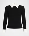 Alice And Olivia Porla Collared Sweater In Black
