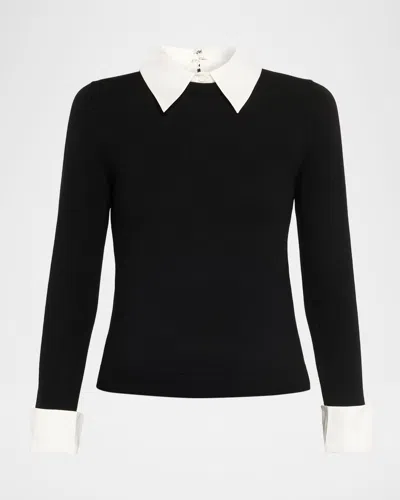 Alice And Olivia Porla Collared Sweater In Black