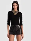 Alice And Olivia Porla Collared Sweater In Black