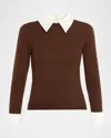 Alice And Olivia Porla Collared Sweater In Brown