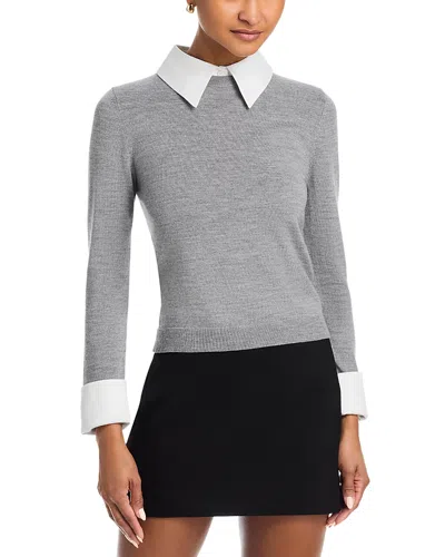 Alice And Olivia Porla Collared Sweater In Gray