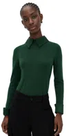 Alice And Olivia Porla Collared Sweater Green Mystique In Green