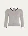 Alice And Olivia Porla Collared Sweater In Medium Heather Grey