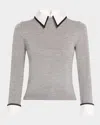 Alice And Olivia Porla Collared Sweater In Medium Heather Grey