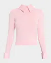 Alice And Olivia Alicia And Olivia Porla Collared Sweater In Shell Pink