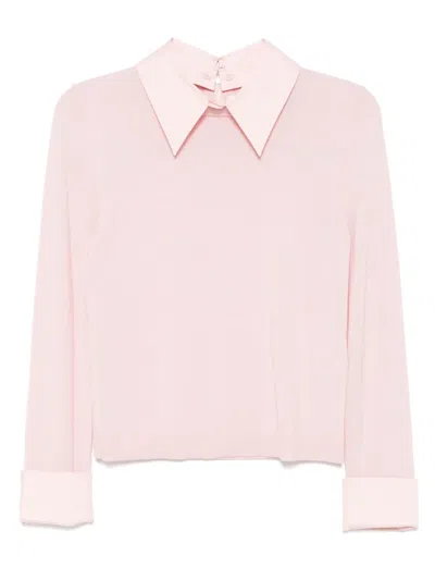 Alice And Olivia Porla Collared Merino Wool Sweater In Pink
