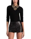Alice And Olivia Porla Removable Collar Sweater In Black
