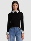 Alice And Olivia Porla Staceface Collared Sweater In Black