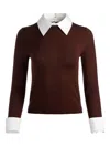 Alice And Olivia Carolann Pullover Dark Chocolate In Brown