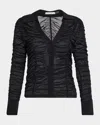 Alice And Olivia Portia Fitted Mesh Button-front Shirt In Black