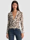 Alice And Olivia Portia Mesh Button Down In Neutral