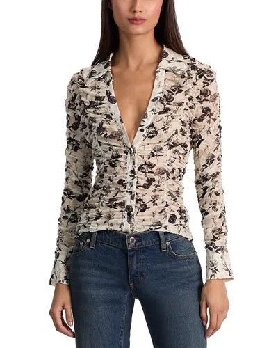 Alice And Olivia Portia Mesh Ruched Blouse