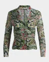 Alice And Olivia Portia Ruched Mesh Button Down Paisley Poem In Green