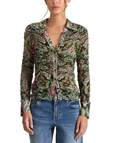 ALICE AND OLIVIA ALICE AND OLIVIA PORTIA PAISLEY RUCHED MESH TOP