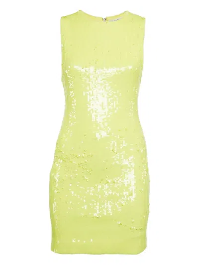 Pre-owned Alice And Olivia  Sequin-embellished Dress In Yellow