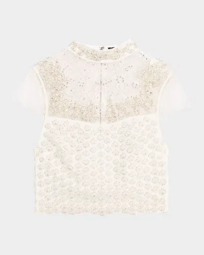 Alice And Olivia Pria Embellished Mock-neck Blouse In Multi