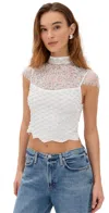 Alice And Olivia Pria Embellished Mock Neck Cropped Top Off White In White