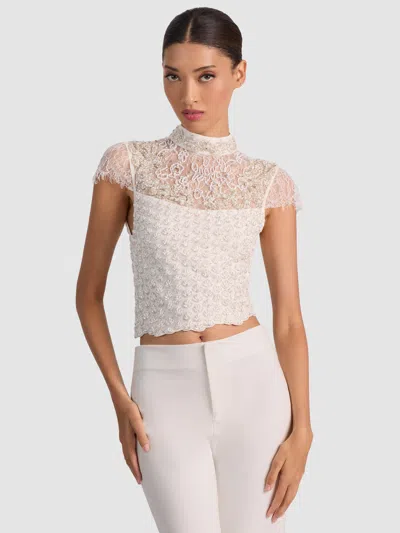 Alice And Olivia Pria Embellished Top In White