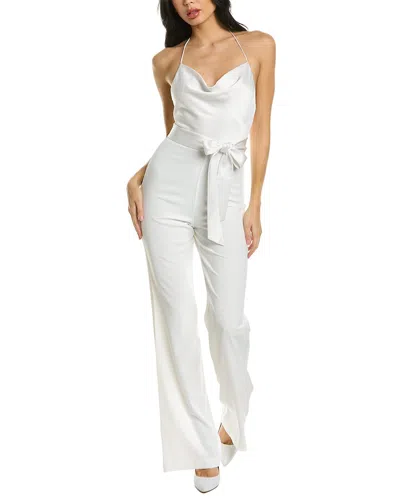 Alice And Olivia Primrose Halter Jumpsuit In Beige