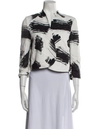 Pre-owned Alice And Olivia Printed Biker Jacket In White